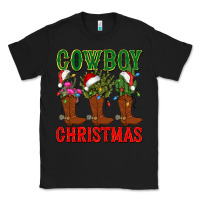 Black cowboy christmas boots cactus Classic Tee - CowGirlArtShop