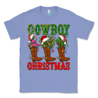 Colony Blue cowboy christmas boots cactus Classic Tee - CowGirlArtShop