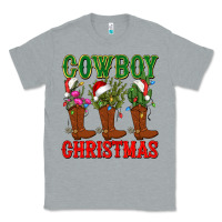 Heather Grey cowboy christmas boots cactus Classic Tee - CowGirlArtShop