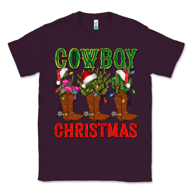 Cowboy Christmas Boots Cactus Classic Tee by CowGirlArtShop | Teevron