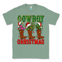 Sage cowboy christmas boots cactus Classic Tee - CowGirlArtShop