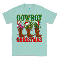 Seafoam cowboy christmas boots cactus Classic Tee - CowGirlArtShop