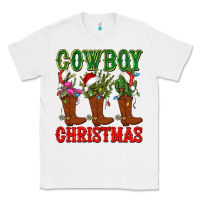 White cowboy christmas boots cactus Classic Tee - CowGirlArtShop