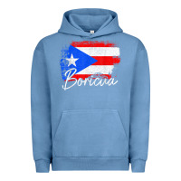 Pigment Pebble Blue puerto rico boricua vintage puerto rican flag pride t shirt Urban Hoodie - linhVisuals