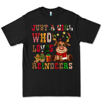 Black just a girl who loves reindeers Premium Tee - CowGirlArtShop