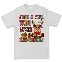Dove Grey just a girl who loves reindeers Premium Tee - CowGirlArtShop