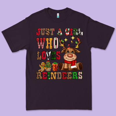 Just A Girl Who Loves Reindeers Premium Tee Designed By Cowgirlartshop