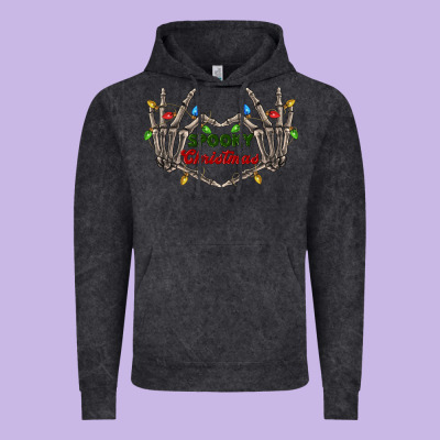 Spooky Christmas Skeleton Hands Vintage Hoodie Designed By Fadigitalartstudio