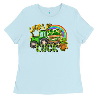 Baby Blue Loads of luck tractor Ladies Tee - CowGirlArtShop