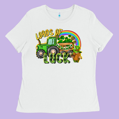Loads Of Luck Tractor Ladies Tee Designed By Cowgirlartshop