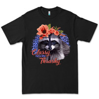Black Classy But A Little Thrashy Racoon With Flowers Premium Tee - Jasminsmagicworld