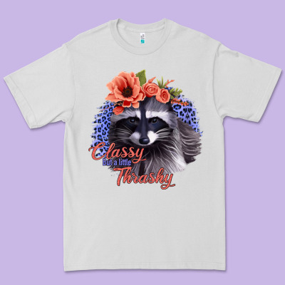 Classy But A Little Thrashy Racoon With Flowers Premium Tee Designed By Jasminsmagicworld