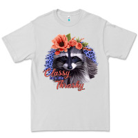 Dove Grey Classy But A Little Thrashy Racoon With Flowers Premium Tee - Jasminsmagicworld