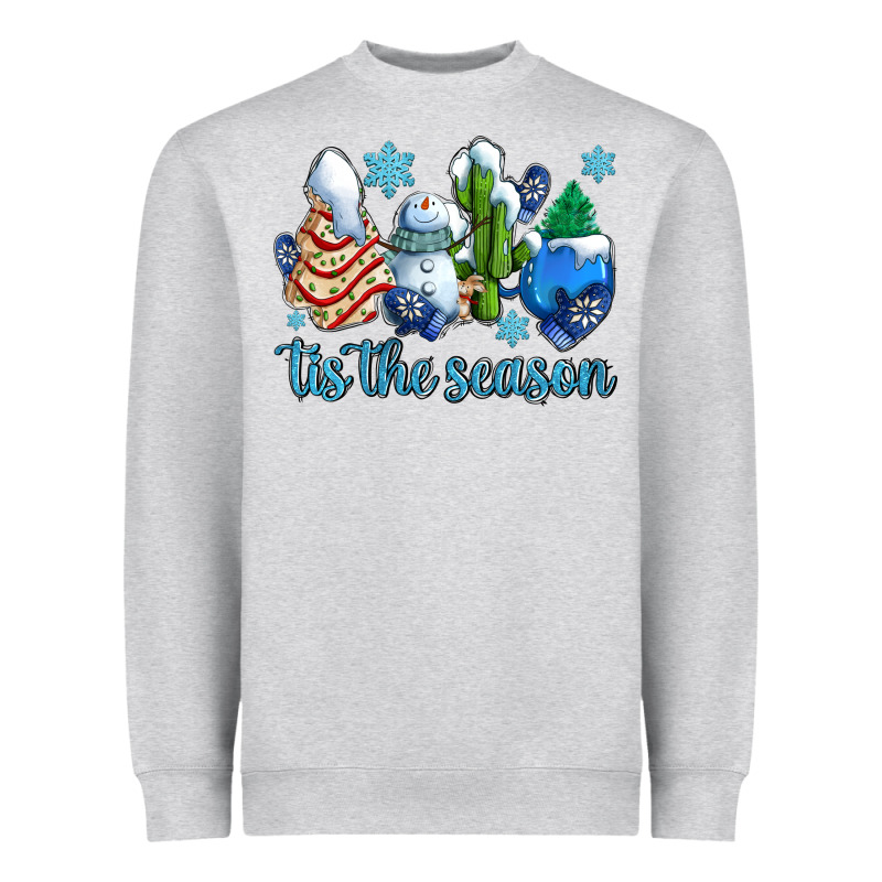 Tis The Season Christmas Tree  Cake Winter And Snowman Heavyweight Sweatshirt by AdoDesignShop | Teevron