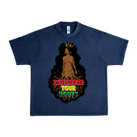 Navy Remember your roots Urban Heavy Tee - FaDigitalArtStudio