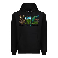 Black Peace Love Peacock Premium Hoodie - LillyAllenDesigns