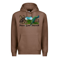 Chestnut Peace Love Peacock Premium Hoodie - LillyAllenDesigns