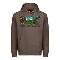 Coffee Peace Love Peacock Premium Hoodie - LillyAllenDesigns