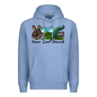 Colony Blue Peace Love Peacock Premium Hoodie - LillyAllenDesigns