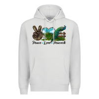 Dove Grey Peace Love Peacock Premium Hoodie - LillyAllenDesigns