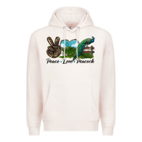 Pale Pink Peace Love Peacock Premium Hoodie - LillyAllenDesigns