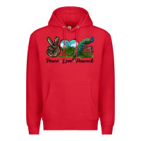 Red Peace Love Peacock Premium Hoodie - LillyAllenDesigns