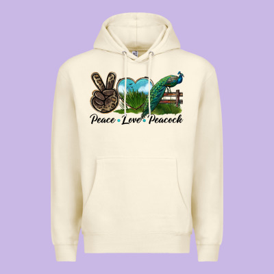 Peace Love Peacock Premium Hoodie Designed By Lillyallendesigns