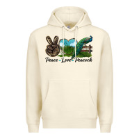 Sandshell Peace Love Peacock Premium Hoodie - LillyAllenDesigns