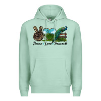 Seafoam Peace Love Peacock Premium Hoodie - LillyAllenDesigns