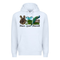 White Peace Love Peacock Premium Hoodie - LillyAllenDesigns