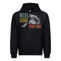 Black mens reel cool step dad fishing funny fathers day Urban Hoodie - linhVisuals