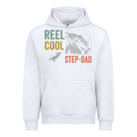 White mens reel cool step dad fishing funny fathers day Urban Hoodie - linhVisuals