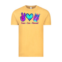Vintage Mustard Peace Love Mermaid Vintage Tee - Jasminsmagicworld