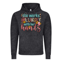 Vintage Black she works willingly with her hands Vintage Hoodie - FaDigitalArtStudio