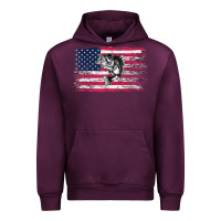 Mauve Wine bass fishing distressed american flag essential Urban Hoodie - linhVisuals