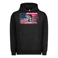 Pigment Black bass fishing distressed american flag essential Urban Hoodie - linhVisuals