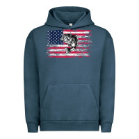 Pigment Midnight Navy bass fishing distressed american flag essential Urban Hoodie - linhVisuals