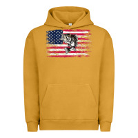 Pigment Peanut Butter bass fishing distressed american flag essential Urban Hoodie - linhVisuals