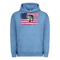 Pigment Pebble Blue bass fishing distressed american flag essential Urban Hoodie - linhVisuals