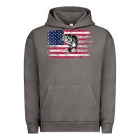 Bass Fishing Distressed American Flag Essential Urban Hoodie | Teevron