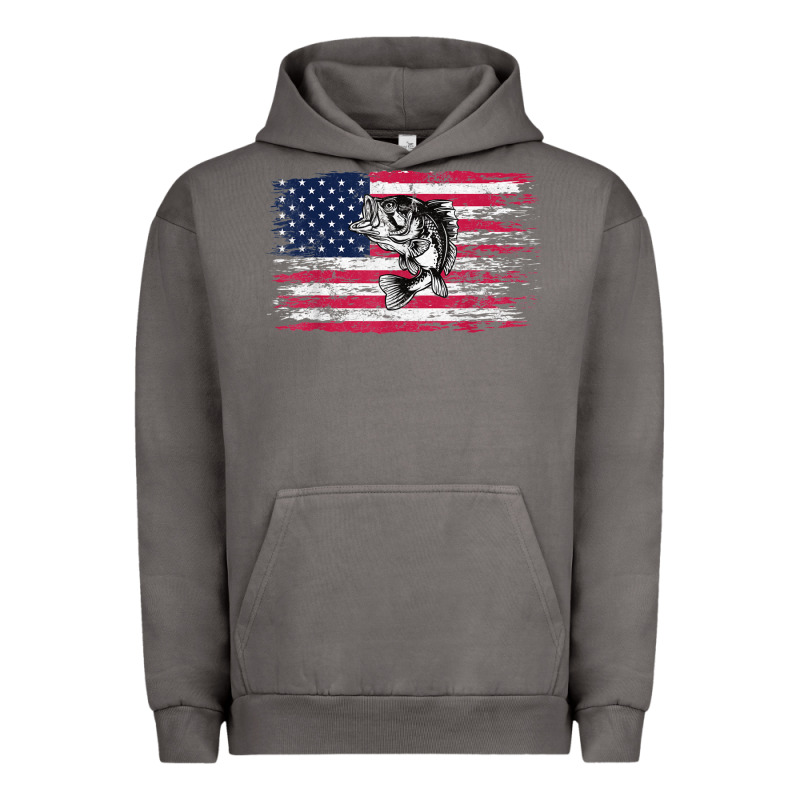 Bass Fishing Distressed American Flag Essential Urban Hoodie by linhVisuals | Teevron