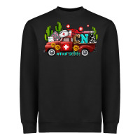 Black cna nurse truck with cactus and sunflowers Heavyweight Sweatshirt - AdoDesignShop