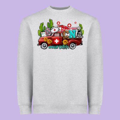 Cna Nurse Truck With Cactus And Sunflowers Heavyweight Sweatshirt Designed By Adodesignshop