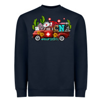 Navy cna nurse truck with cactus and sunflowers Heavyweight Sweatshirt - AdoDesignShop