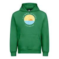 Emerald cayman islands retro colorful ocean sunset palm tree novelty Urban Hoodie - linhVisuals