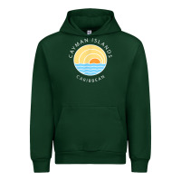 Forest Green cayman islands retro colorful ocean sunset palm tree novelty Urban Hoodie - linhVisuals