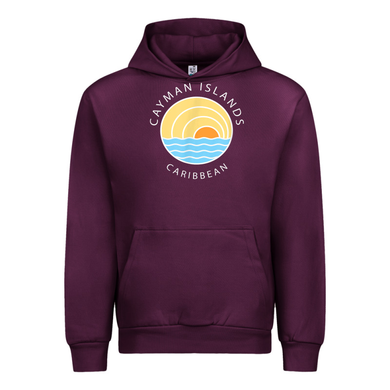 Cayman Islands Retro Colorful Ocean Sunset Palm Tree Novelty Urban Hoodie by linhVisuals | Teevron