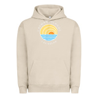 Pigment French Oak cayman islands retro colorful ocean sunset palm tree novelty Urban Hoodie - linhVisuals