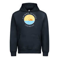 Navy cayman islands retro colorful ocean sunset palm tree novelty Urban Hoodie - linhVisuals
