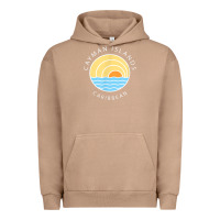 Pigment Burro cayman islands retro colorful ocean sunset palm tree novelty Urban Hoodie - linhVisuals